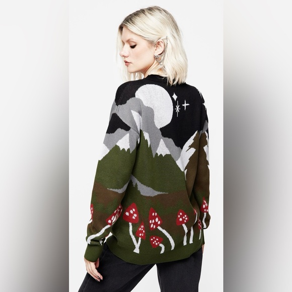 Disturbia Faraway Mock Neck Knit Sweater Green New Size Medium - Picture 2 of 5